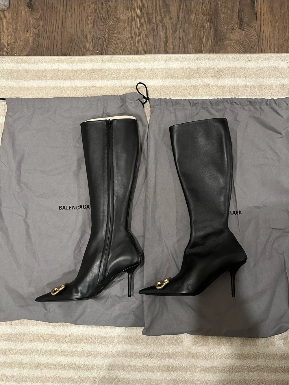 Balenciaga Knife BB leather knee-high boots
